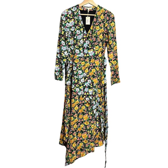 Maje Roen Floral Asymmetric Midi Dress NEW - Picture 13 of 14